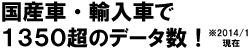 国産車・輸入車で１３５０超のデータ数！※２０１４年１月現在